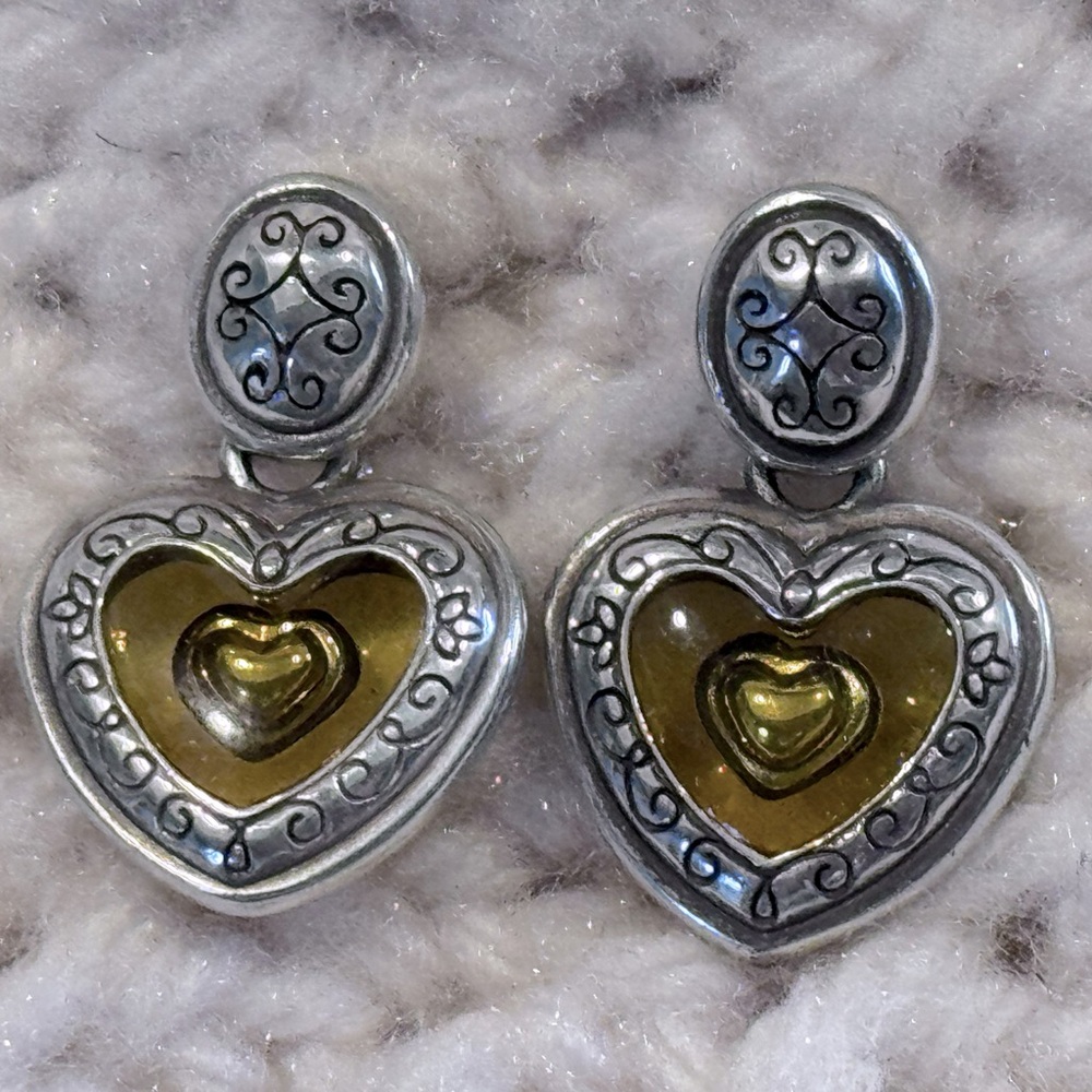 BRIGHTON®️DOUBLE HEART DANGLE EARRINGS